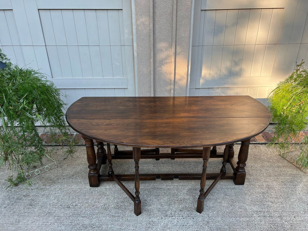 Antique French Hunt Wake Dining Table Drop Leaf Gate Leg Console Sofa Table c1900