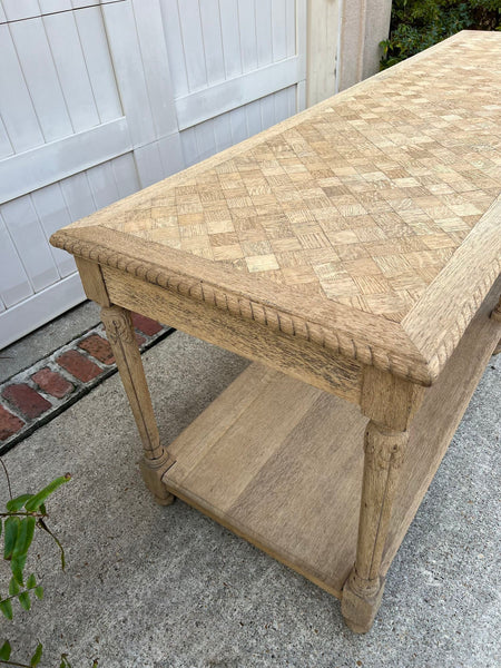 Antique French Drapers Table Bleached Oak Large Kitchen Island Console c1890