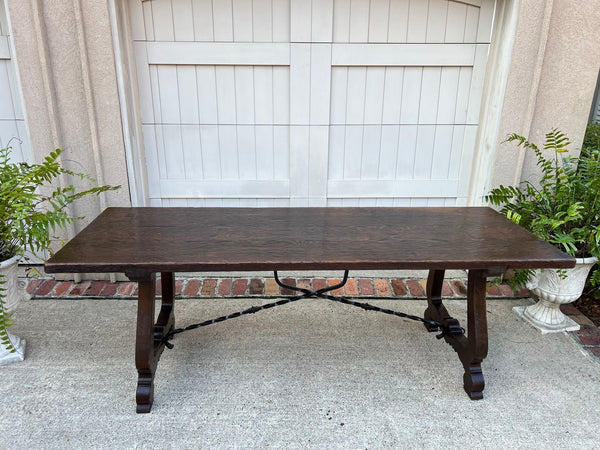 Antique French Oak Dining Table Spanish Catalan Console Kitchen Island c1910