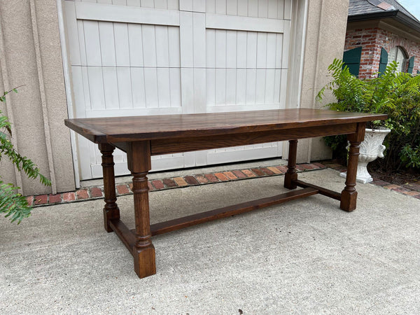 Antique French Oak Dining Farm Bakers Table Conference Office Library Desk c1920