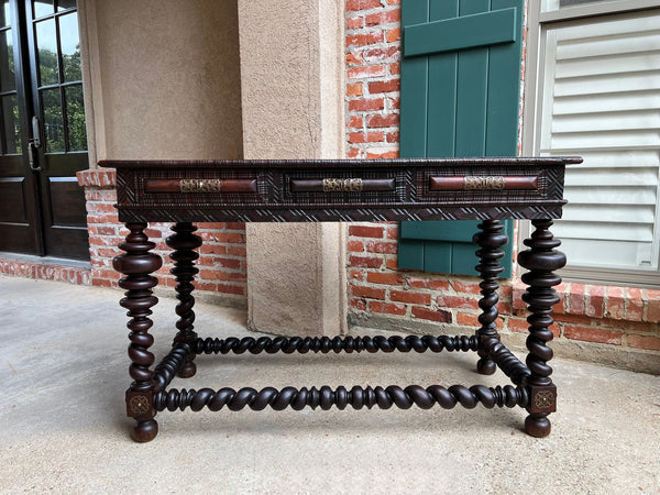 Antique Portuguese Rosewood Library Writing Table Barley Twist Console c1790
