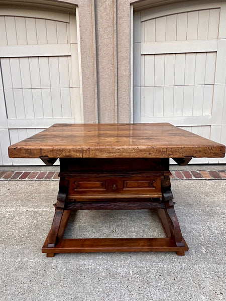 Antique French Butcher Block Baker’s Table Pétrin Farmhouse Kitchen Island c1790