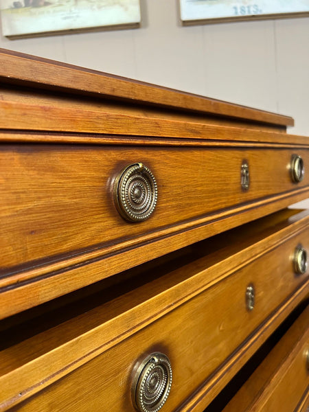 Antique French Commode Chest of Drawers Louis XVI Walnut Brass c1940