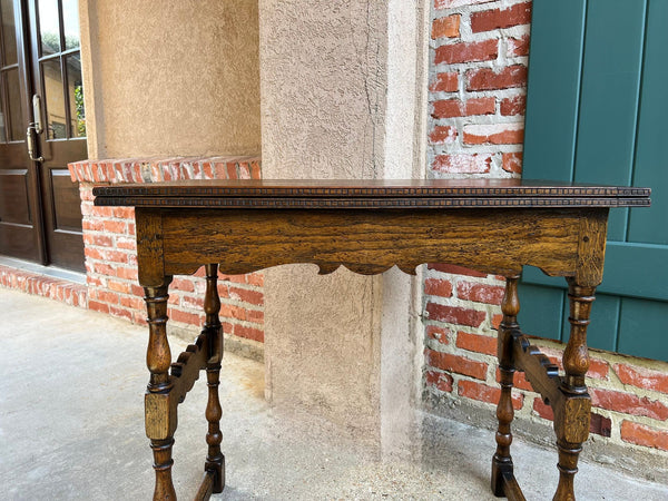 Antique English Game Table Flip Top Victorian Oak c1880 Mahjong Square Table