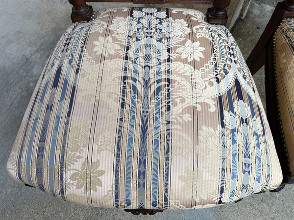 Pair Antique French Dining Chairs Renaissance Carved Oak Black Forest c1880