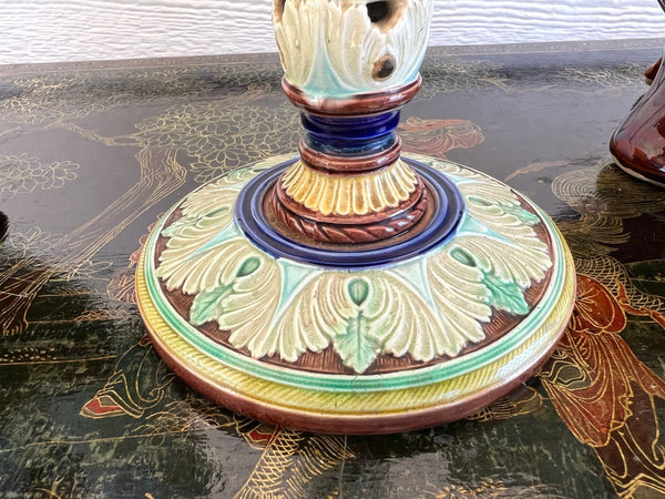 Antique English Wedgwood Majolica Candlestick Candle Holder Cinque Cento c1876