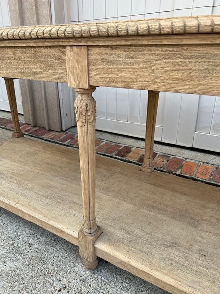 Antique French Drapers Table Bleached Oak Large Kitchen Island Console c1890