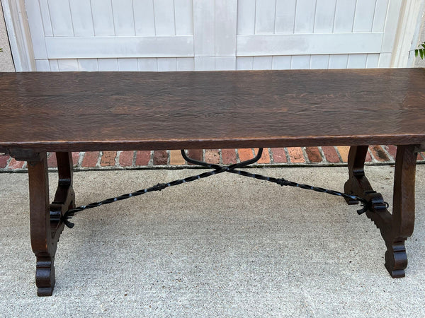 Antique French Oak Dining Table Spanish Catalan Console Kitchen Island c1910