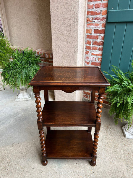 Antique English Oak Bookshelf BARLEY TWIST Open Display Shelf SMALL Bookcase
