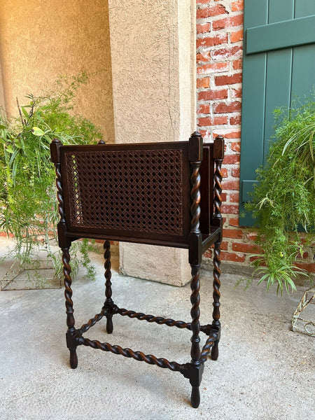 Antique English Oak Canterbury Music Magazine Stand BARLEY TWIST c1890