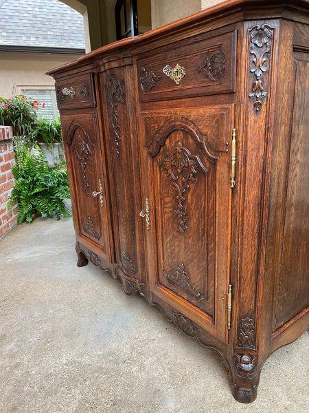 Antique French Sideboard Foyer Cabinet Louis XV Carved Tiger Oak 19th c