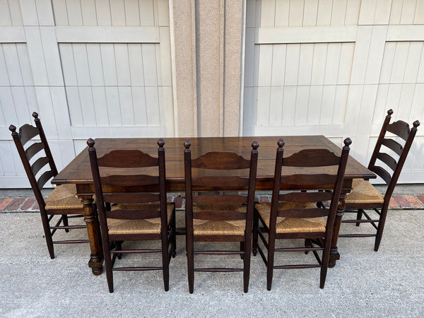 Antique English Oak Refectory Dining Table Jacobean Double Leaf 10 ft. c1930