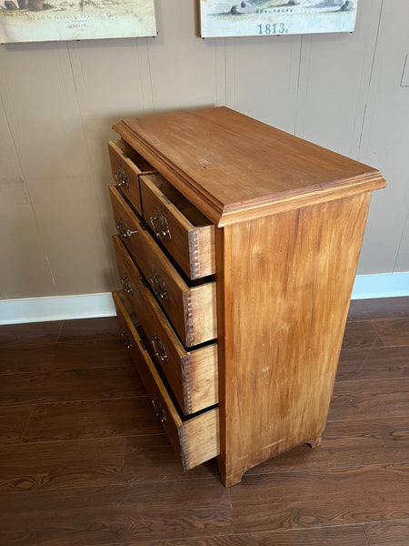 Antique English Country Pine Chest of Drawers 5 Drawer Dresser c1920