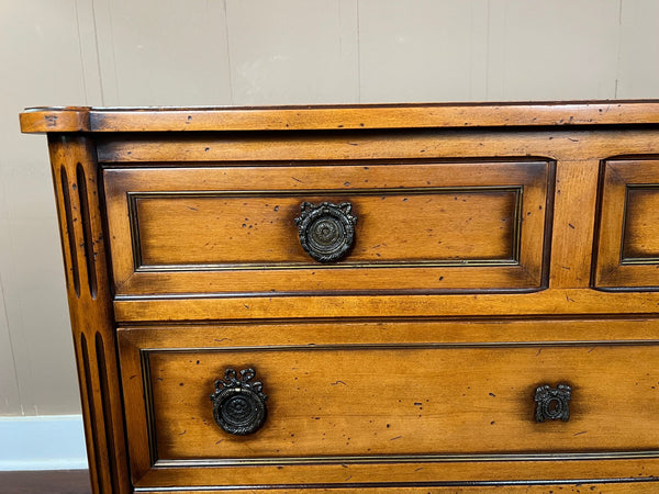 Antique French Commode Chest of Drawers Louis XVI Mahogany Brass c1930