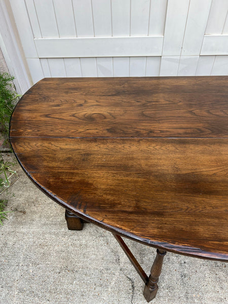 Antique French Hunt Wake Dining Table Drop Leaf Gate Leg Console Sofa Table c1900