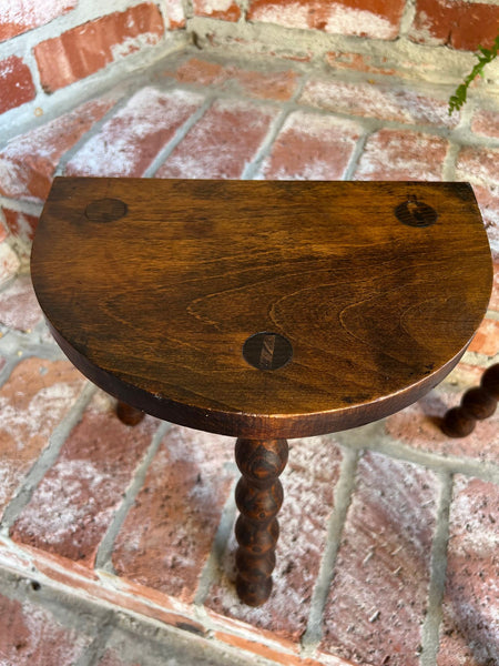 PAIR Set of 2 Antique English Stool Oak Jacobean Display Stand Bobbin Leg c1900