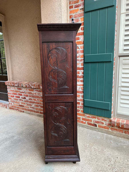 Antique French Breton Cabinet Armoire Carved Crown Brittany Wardrobe c1890