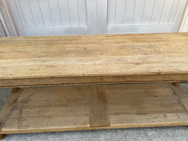 Antique French Drapers Table Bleached Oak Large Kitchen Island Console c1890