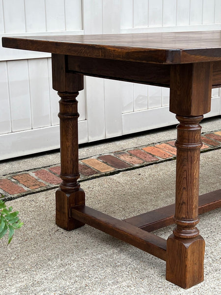 Antique French Oak Dining Farm Bakers Table Conference Office Library Desk c1920