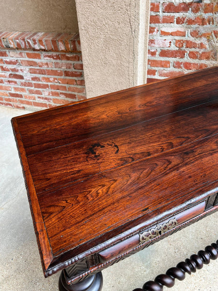 Antique Portuguese Rosewood Library Writing Table Barley Twist Console c1790