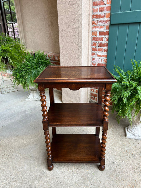 Antique English Oak Bookshelf BARLEY TWIST Open Display Shelf SMALL Bookcase