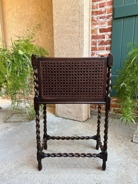 Antique English Oak Canterbury Music Magazine Stand BARLEY TWIST c1890