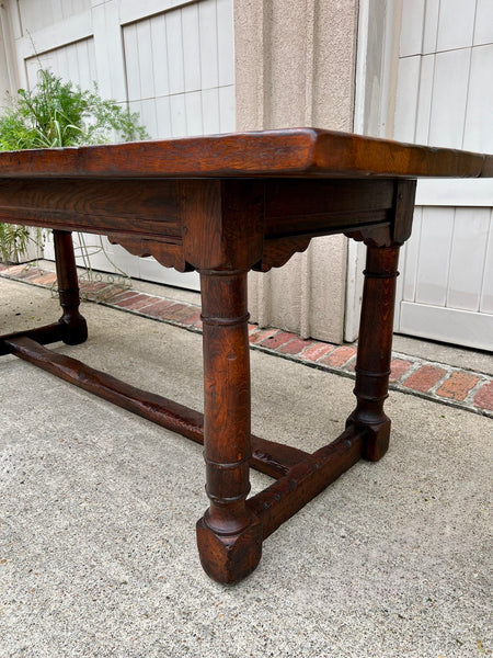 Antique French Oak Dining Farm Bakers Table Conference Office Library Desk c1920