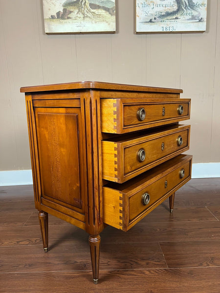 Antique French Commode Chest of Drawers Louis XVI Walnut Brass c1940