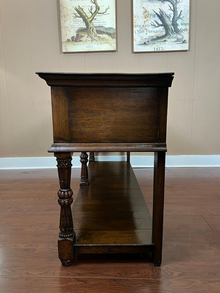 Antique English Dresser Base Sideboard Potboard Jacobean Carved Oak c1890