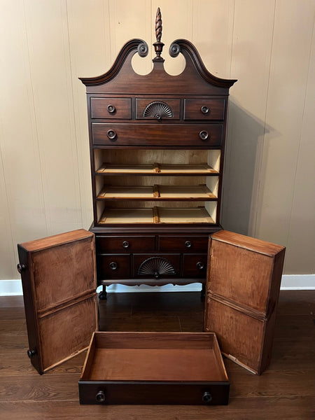 Vintage Chippendale Highboy Chest of Drawers Mahogany Ball and Claw Kindel c1950