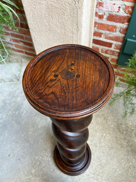 PAIR Set of 2 Antique French Pedestal Stand BARLEY TWIST Oak LARGE Plant Columns