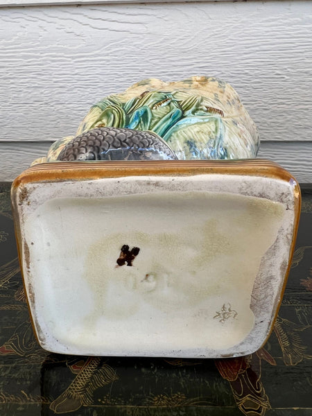 Antique Majolica Vase Bowl Dolphin Nautilus Shell English Royal Worcester c1870