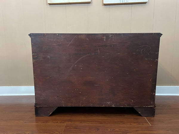 Antique Georgian Revival Chest of Drawers Flame Mahogany Serpentine Carved c1940