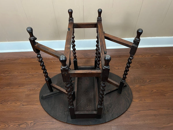 PETITE Antique English Side Sofa Table Barley Twist Drop Leaf Gateleg Carved Oak