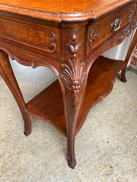 Antique French Dessert Server Sideboard Buffet Louis XV Carved Tiger Oak c1890