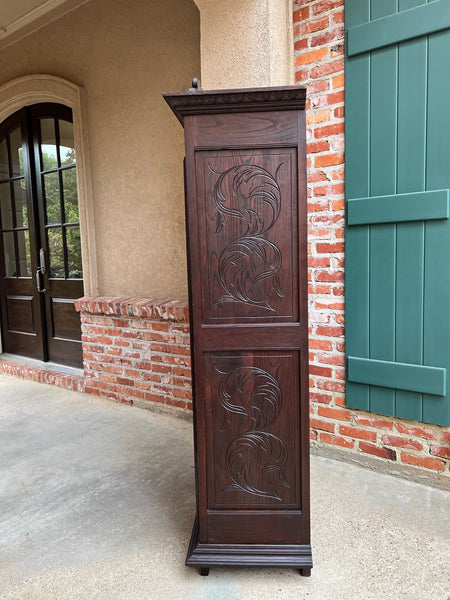 Antique French Breton Cabinet Armoire Carved Crown Brittany Wardrobe c1890