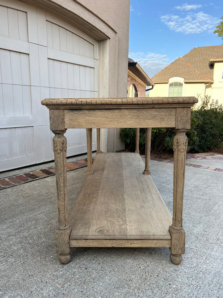 Antique French Drapers Table Bleached Oak Large Kitchen Island Console c1890