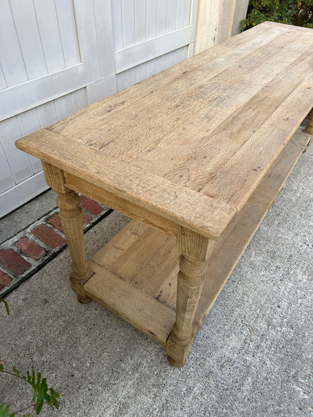 Antique French Drapers Table Bleached Oak Large Kitchen Island Console c1890