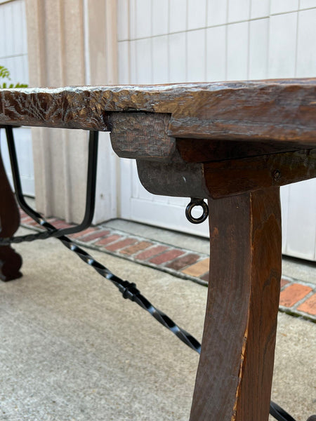 Antique French Oak Dining Table Spanish Catalan Console Kitchen Island c1910