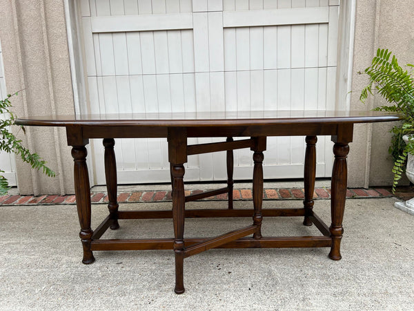 Antique French Hunt Wake Dining Table Drop Leaf Gate Leg Console Table c1920