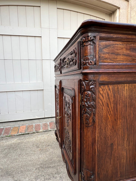 Antique French Louis XV Buffet Sideboard Cabinet Carved Oak Server c1920