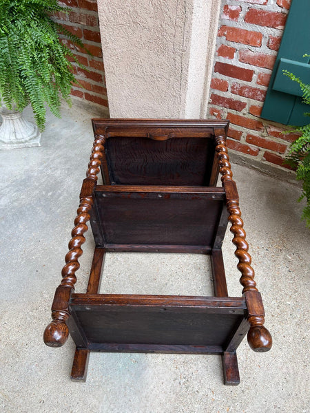 Antique English Oak Bookshelf BARLEY TWIST Open Display Shelf SMALL Bookcase
