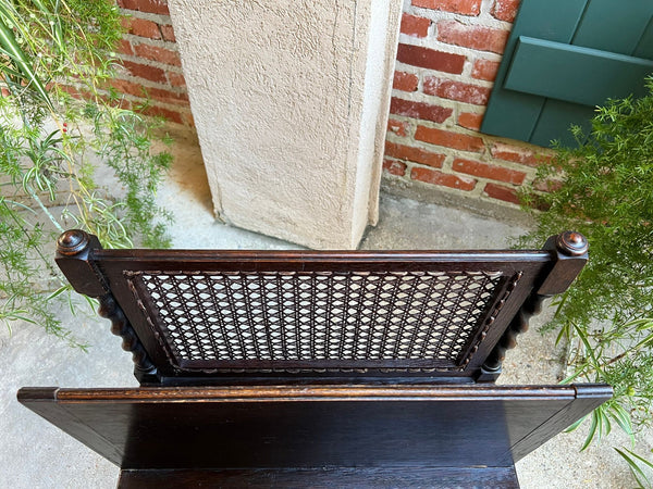 Antique English Oak Canterbury Music Magazine Stand BARLEY TWIST c1890