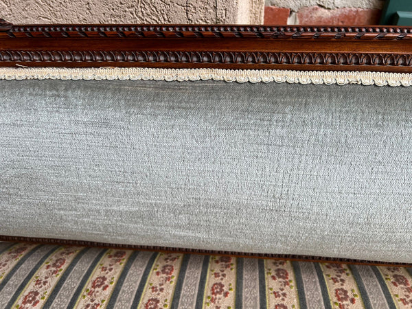 Antique English Chaise Lounge Bench Victorian Hall Seat Carved Walnut c1880
