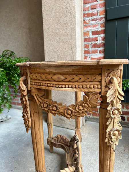 Antique French Louis XVI Console Table Foyer Demilune Carved Bleached Wood c1890