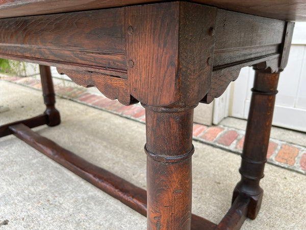 Antique French Oak Dining Farm Bakers Table Conference Office Library Desk c1920