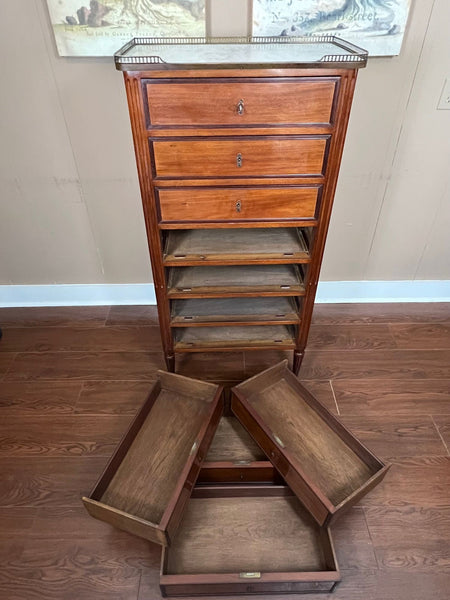 Antique French Chest of Drawers Semainier Louis XVI White Marble Mahogany c1900