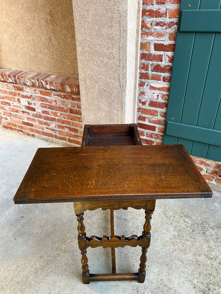 Antique English Game Table Flip Top Victorian Oak c1880 Mahjong Square Table