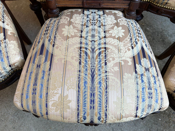 Set 6 Antique French Dining Chairs Renaissance Carved Oak Black Forest c1880