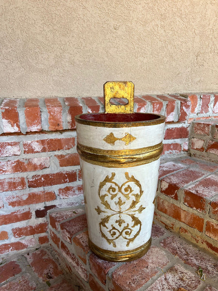 Vintage Italian Florentine Giltwood Umbrella Stand Mid-Century Floral Vase Urn